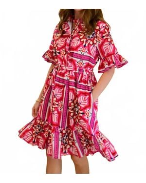 Uncle Frank Tile Styled Dress - Red