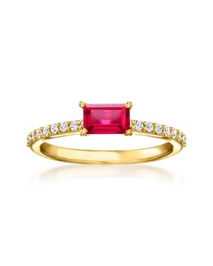 RS Pure By Ross-Simons Lab-Grown Ruby Ring With Lab-Grown Diamonds - Pink