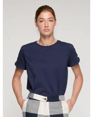 Vilagallo Ruffle Trim Tee - Blue