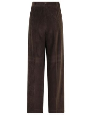 Circolo 1901 Velvet Wide-Leg Pants With Side Zipper Closure - Brown