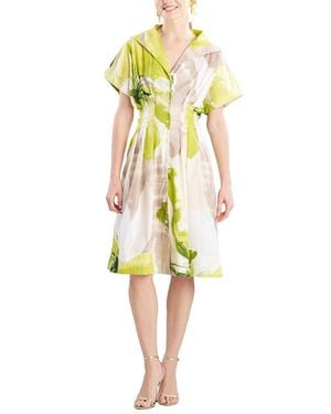 Natori Orchid Poplin Pleat Shirtdress - Yellow