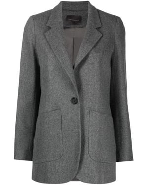 Lorena Antoniazzi Tailored Textured Virgin Wool-Blend Blazer - Gray