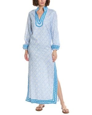 Sail To Sable Ric Rac Linen-Blend Caftan - Blue