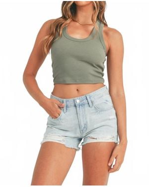 Just Black Denim Light Distressed Denim High Waisted Short - Blue