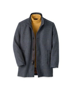 Paul Fredrick Wool Blend Check Carcoat - Blue