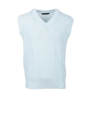 Low Brand Aqua V-Neck Cotton Vest - Blue