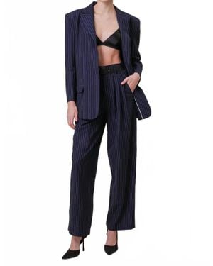 Line & Dot Margeaux Pinstripe Oversized Blazer Jacket - Blue
