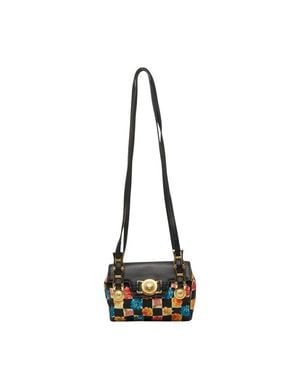 Versace Floral Nylon Shoulder Bag - Black