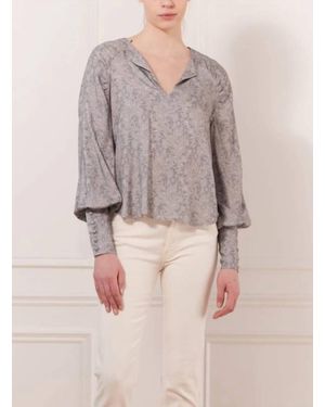 Iris Setlakwe High Cuff Crew-Neck Blouse - Gray