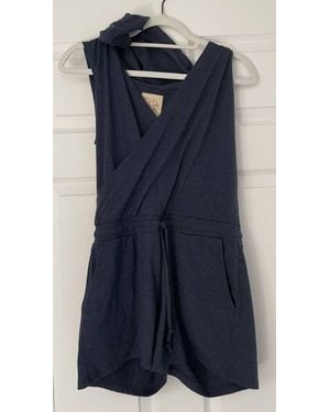 Chaser Brand Triblend Sleeveless Hooded Surplice Romper - Blue