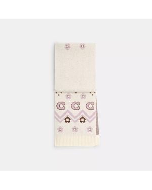 COACH Fair Isle Print Knit Muffler - Natural
