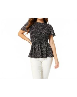 Coco + Carmen Shirley Smocked Peplum Top - Black