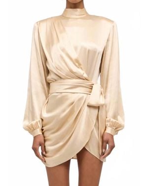 Ronny Kobo Imara Draped Knot Mini Dress - Natural