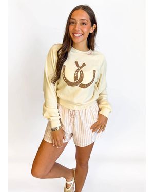 Project Social T Horseshoes Graphic Crew Sweatshirt - Natural