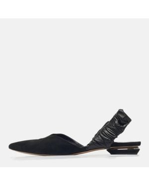 Nicholas Kirkwood Leather And Suede Slingback Flats - Blue