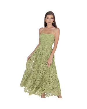 Akalia Amelia Lace Bustier Midi Dress Guipure Lace - Green