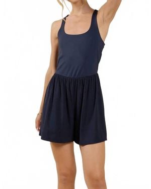 Sadie & Sage On Point Mix Media With Shorts Romper - Blue