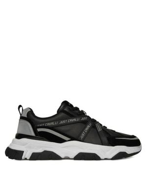 Just Cavalli Paneled Low-Top Sneakers - Black
