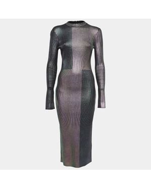 Christopher Kane Foil Print Rib Knit Bodycon Dress - Gray