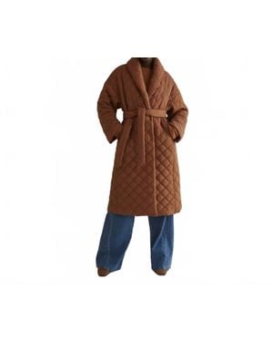 Crescent Lakeshore Quilted Puffer Wrap Coat - Blue