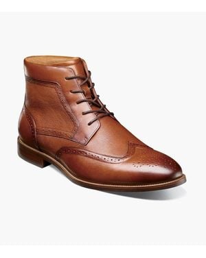 Florsheim Rucci Dress Boots Cognac Leather Lace Up Wingtip Zogg1273 - Brown