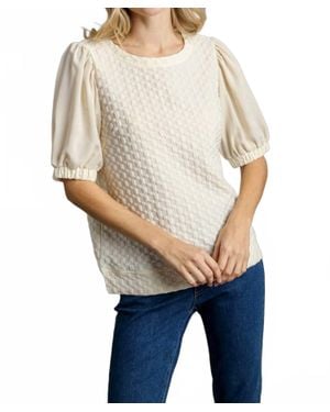 Umgee Boxy Cut Jacquard Texture Top - Blue