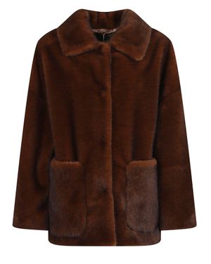 Herno Soft Faux Fur Polyester Bomber Jacket - Brown