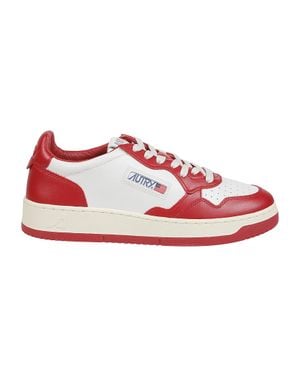 Autry Medalist Low Two Tone Leather Sneakers - Red