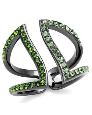 Fashnzfab Ip Light Stainless Steel Ring With Top Grade Crystal - Green