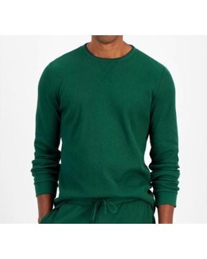 Club Room Waffle Long-Sleeve T-Shirt - Green