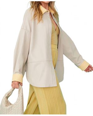 Jayley Oversized Faux Leather Utility Shirt Jacket - Natural