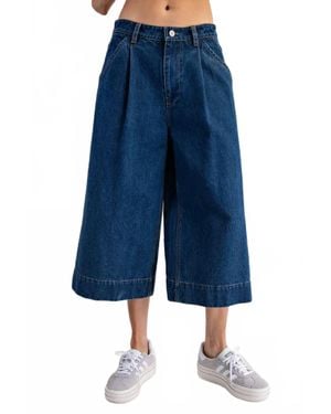 Eesome Kori Wide Leg Cropped Denim Jean - Blue