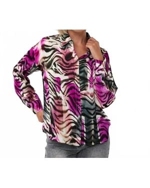 EsQualo Zofia Zebra Print Blouse - Pink
