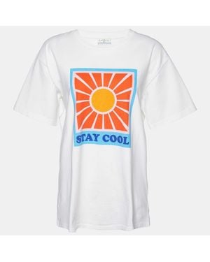 Sandro Graphic Print Cotton Crew Neck T-Shirt - Blue