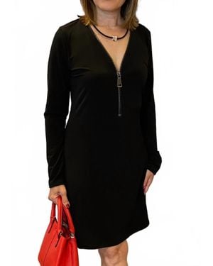 Ariella Long Sleeve Zipper Dress - Black
