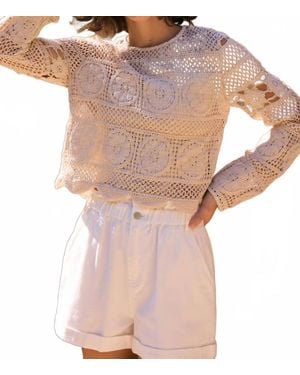 Idem Ditto Floral Sheer Crochet Top - Pink