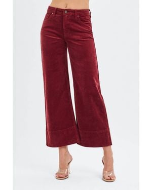 Risen Cords High Rise Wide Leg Crop Pants - Red