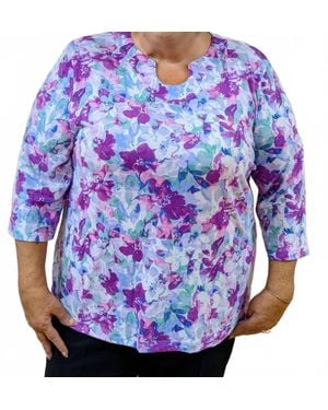 Southern Lady Jennifer Flower Top - Blue