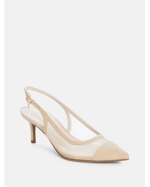 Guess Zoeyy Slingback Kitten Heels - White