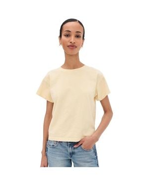 Rag & Bone Kelly Distressed Washed Boxy Tee, Butter - Natural
