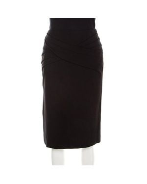 ESCADA Stretch Knit Draped Pleat Front Runia Pencil Skirt - Black