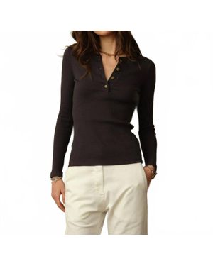 Road to Nowhere Tasman Ribbed Henley Top - Black