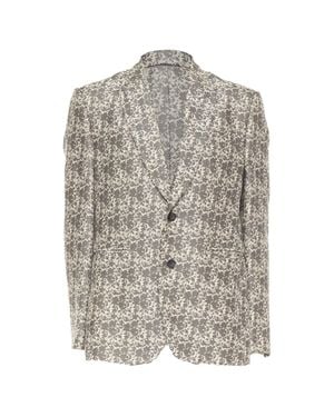 John Galliano Cotton Blend Floral Jacquard Tapestry Blazer Eu50 L - Natural