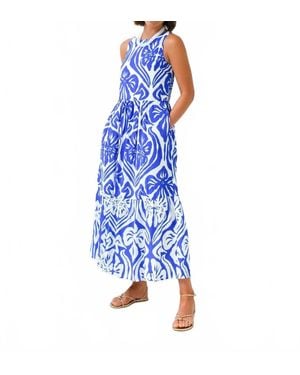 TCEC Floral Frenzy Printed Midi Dress - Blue