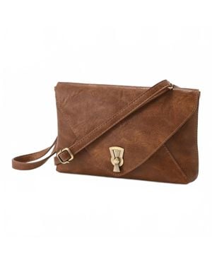 Joy Susan Claudia Keyhole Turnlock Convertible Envelope Bag - Brown