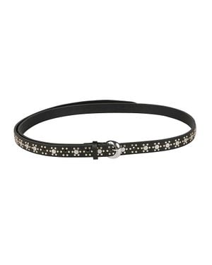 Orciani Slim Calfskin Floral Belt - Black