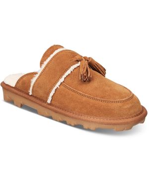 Style & Co. Laneyy Faux Fur Lined Leather Slide Slippers - Brown