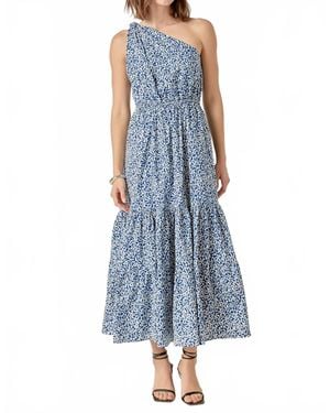 2.7 August Apparel Print One Shoulder Maxi Dress - Blue