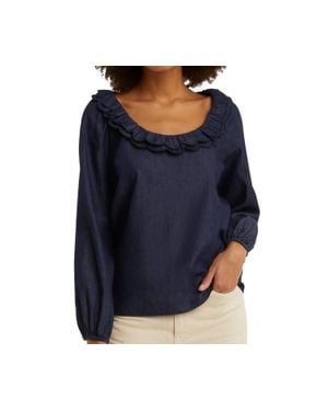 Draper James Reyna Long-Sleeve Top - Blue