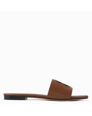 Bally Goldie Logo Embossed Leather Sandals, Brand Size 42 Us - Brown